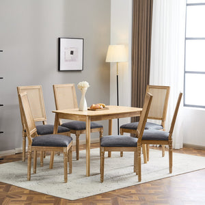 English Elm Christopher Knight Home® - [Set Of 6] Vintage-Inspired French Country Dining Chairs - Elegant Cane Backrest & Upholstered Comfort N767P263678H_6