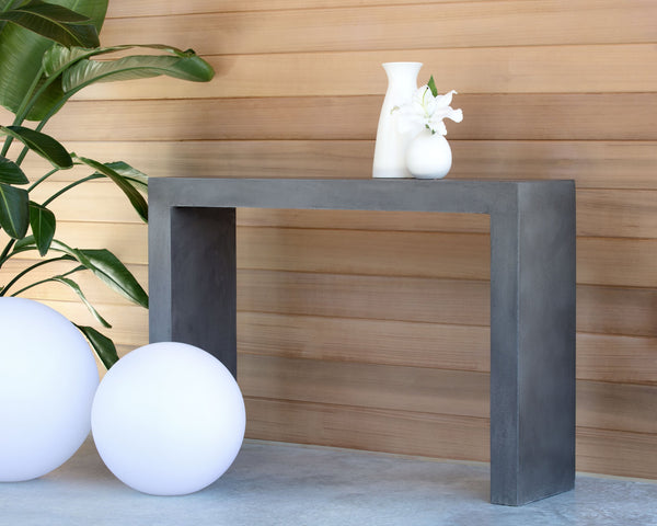 Sunpan Axle Console Table - Bold Concrete Design with Clean Lines for Modern Indoor and Outdoor Spaces Grey