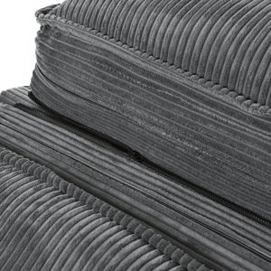 English Elm U-Style 80.9" Modern Curved Corduroy Sofa with Removable Cushions, 4 Pillows, Compact Chic Gray N711P192059E