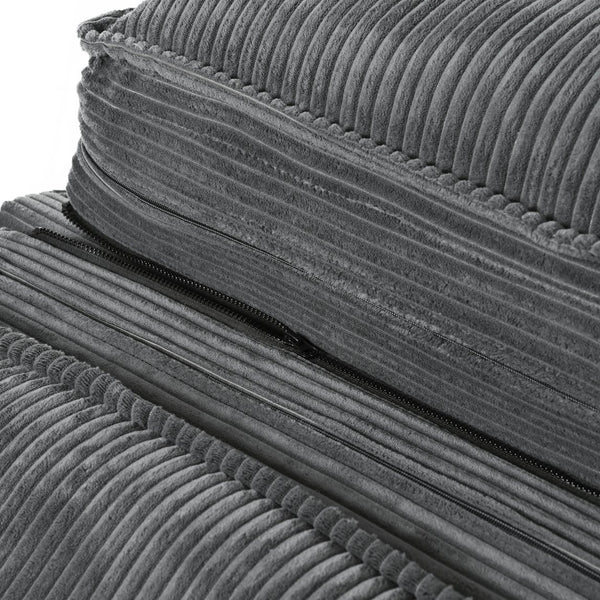 English Elm U-Style 80.9" Modern Curved Corduroy Sofa with Removable Cushions, 4 Pillows, Compact Chic Gray N711P192059E