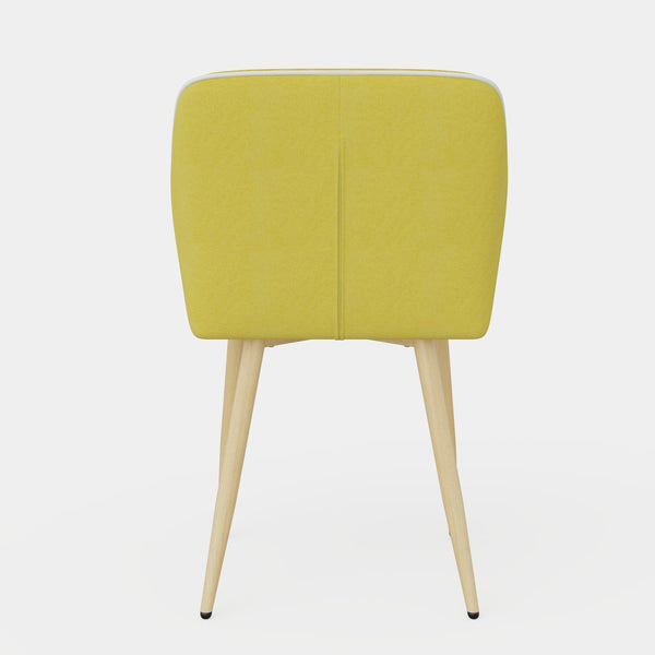 English Elm Dining Chairs Set of 2 Mid-Century Modern Upholstered Linen Side Chairs with Thick Foam Cushions, Wooden Legs and Armrests for Dining Room Comfort Yellow T3950P405212