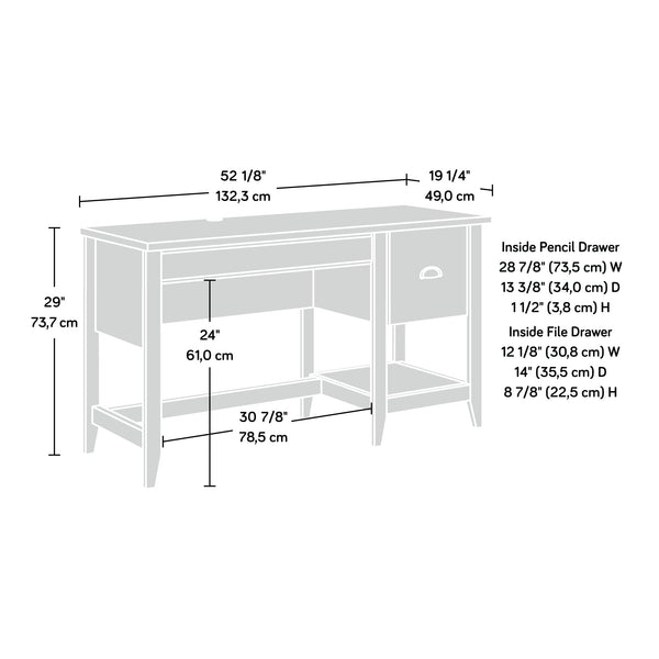 English Elm Desk, Elegant Brown Finish With Storage Drawers And Cable Management For Home Office Or Study B356P367914
