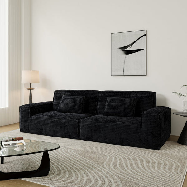 English Elm 106.3 Inch Large Striped Fabric Sofa - Modern Comfort For Living Rooms, Bedrooms & Apartments! W3147S00016