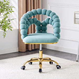 English Elm Set of Velvet Bubble Ball Chain Accent Chair with Sculptural Backrest for Living Room Gold,Teal W3875P370850