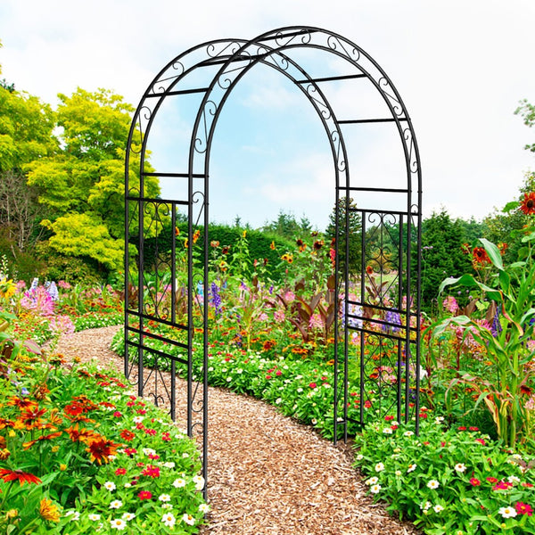 English Elm Metal Garden Arch Powder Coated Steel Frame for Climbing Roses and Pathway Decor W1586P268781