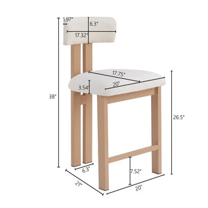 English Elm Christopher Knight Home® - 26.5'' Stylish Round Stools with Low Back - Comfortable Upholstered Seats, Walnut Base, Metal Frame Natural+White N780P236628N