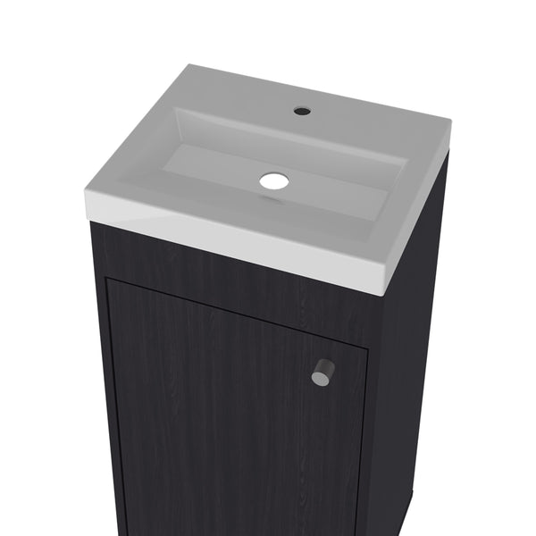 English Elm Bathroom Vanity Slim Sink Cabinet with Single Door, Engineered Wood, Space-Saving Modern Design Black 33.46 L x 18.9 W x 11.42 H B097P350315