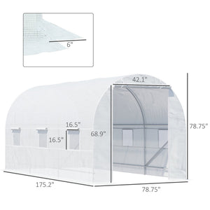 English Elm Outsunny 15' X 7' Walk-In Tunnel Greenhouse - Durable Hot House Kit With 6 Windows & Roll-Up Door! W2225P174450-GIGA