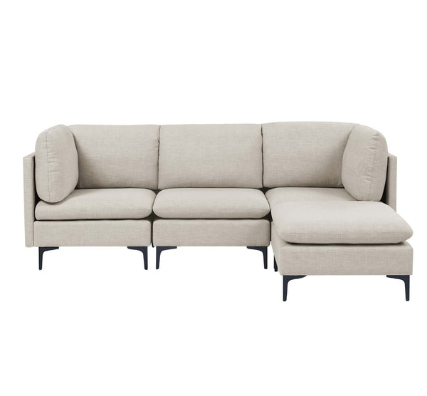 English Elm Linen Upholstered Modular Sectional Sofa with Tall Black Metal Legs for Living Room Almond B2748S00097