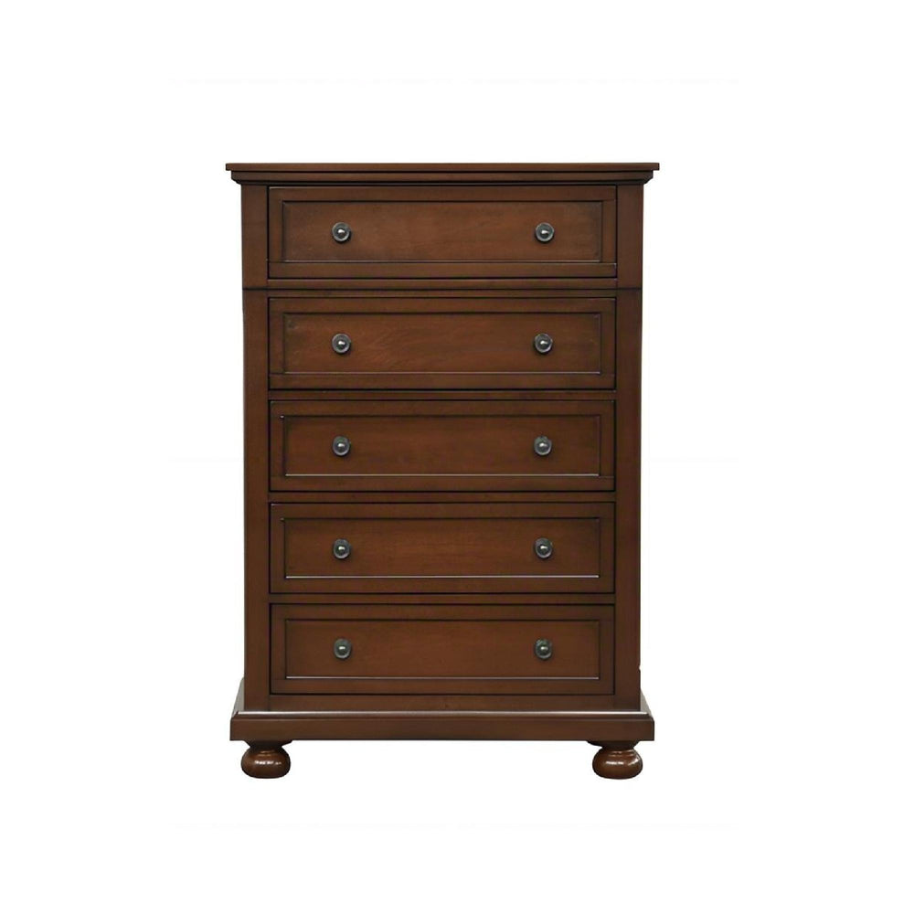 English Elm Meade Solid Wood Bedroom Chest with Felt-Lined Top Drawer, Dovetail Joints & Full-Extension Drawers Cherry 20.5 L x 39.5 W x 53 H B078P384072