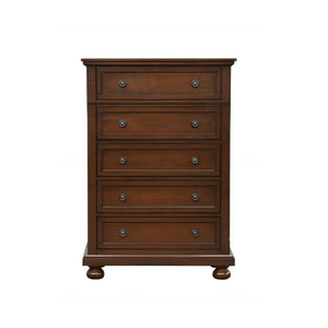 English Elm Meade Solid Wood Bedroom Chest with Felt-Lined Top Drawer, Dovetail Joints & Full-Extension Drawers Cherry 20.5 L x 39.5 W x 53 H B078P384072