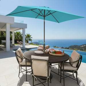 English Elm 6.5 X 10 Ft Rectangular Outdoor Patio Umbrella with Crank Tilt Uv Resistant Canopy Turquoise B082P454957