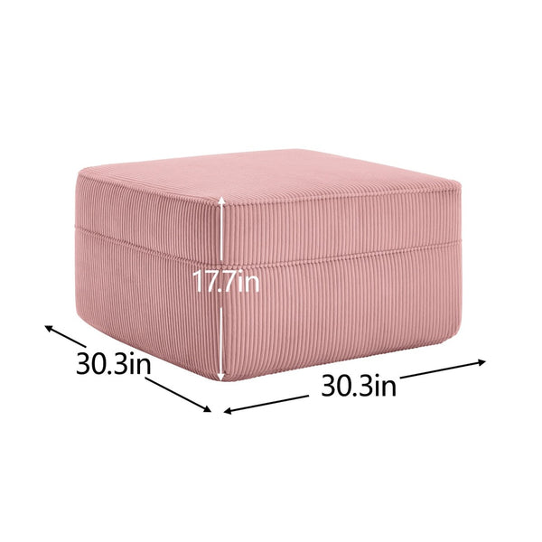 English Elm Martha Corduroy Cloud Ottoman Plush Foam Seating for Modular Living Room Setups Pink W3041P353187