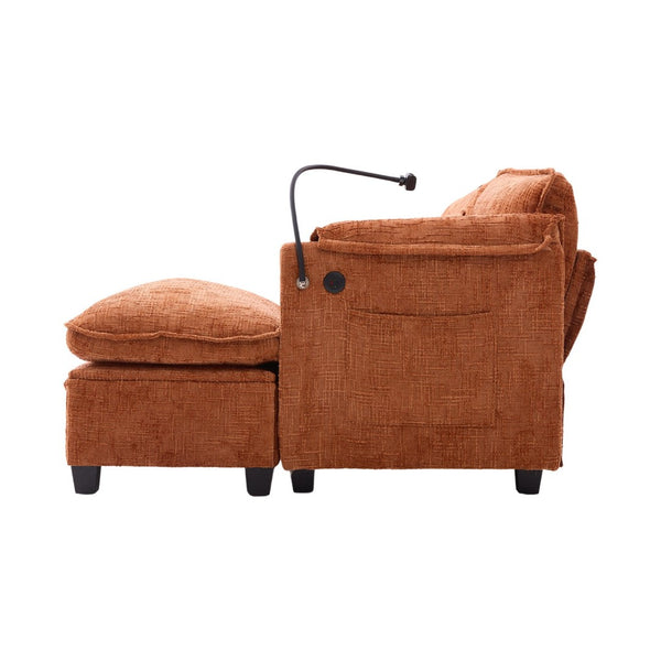 English Elm United Oversized Sectional Sofa With Movable Ottoman, Usb Ports & Modern Chenille For Cozy Living Spaces W1568S00188-GIGA