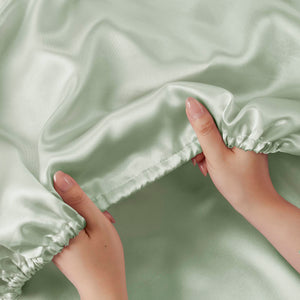 English Elm 6 Luxury Queen Sheet Set Satin 100% Polyester 90GSM Smooth Wrinkle-Resistant Deep Pocket Bedding Sage 11.81 L x 9.84 W x 3.94 H B035P319700