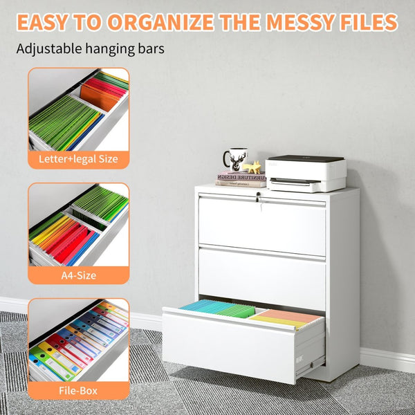 English Elm Lateral Steel Filing Cabinet Two Drawer Locking Anti-tip Home Office Storage W2735P428820