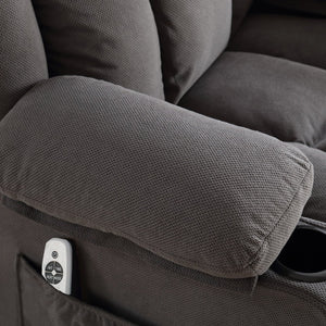 English Elm Swinging Velvet Recliner Chair with Massage Heat Usb Port and 360 Swivel Lounge Seat Grey W1807P298206