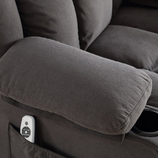 English Elm Swinging Velvet Recliner Chair with Massage Heat Usb Port and 360 Swivel Lounge Seat Grey W1807P298206