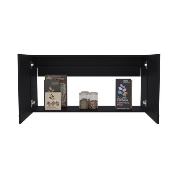 English Elm Zurich Black Wengue Wall Cabinet Double Door 39" Wide, One Shelf—Sleek Kitchen & Utility Storage B070P337093