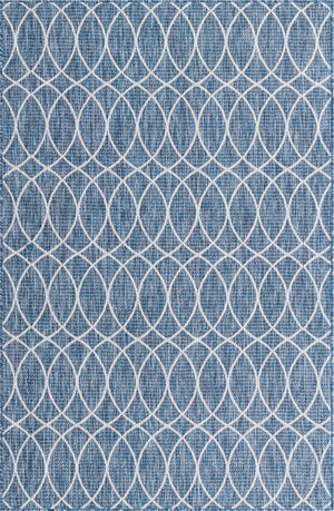 Unique Loom Outdoor Trellis Gitter Machine Made Trellis Rug Blue, Ivory 5' 3" x 8' 0"