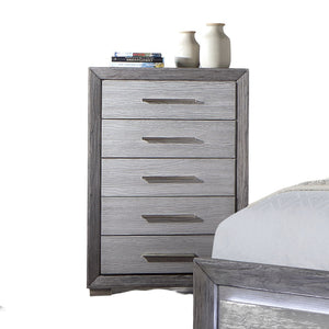 English Elm 1pc Crocodile-Embossed Chest with Diamond-Crusted Handles, Silver-Lined Panels, Glam Contemporary Appeal Gray 39 L x 20 W x 53 H B2741P369365