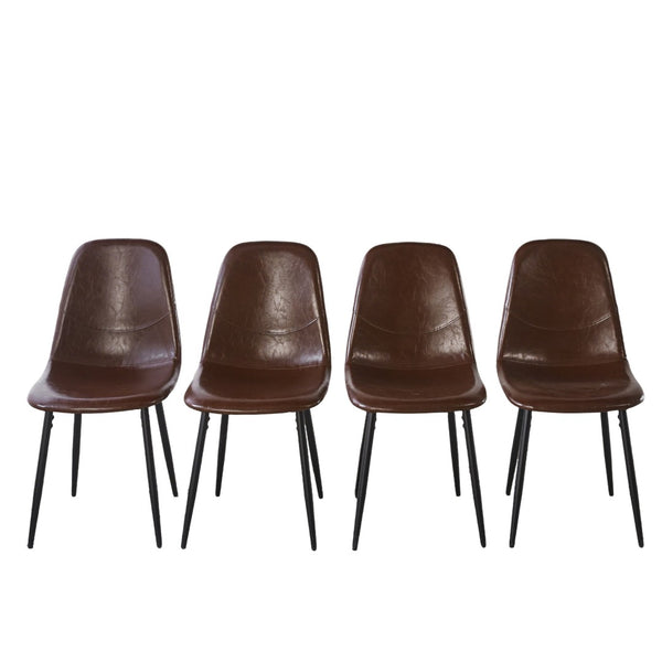 English Elm Pvc Sleek Matte Black Dining Chair Set of 4 for Kitchen Studio or Cafe Use W3766P436152