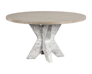 Sunpan Cypher Modern Dining Table Base with Grey Faux Marble Finish for Indoor and Outdoor Spaces Wood / White Ceruse