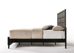 English Elm Weathered Grey Queen Bed with Grooved Panel Headboard, Low-Profile Footboard & Tapered Legs (Box Spring Required) B062S00515