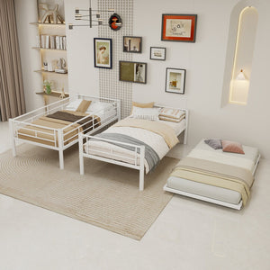 English Elm Heavy-duty Metal Twin over Twin Bunk Bed with Noise-Reducing Design, Safety Rail, Ladder, 350lb Capacity White W1935P300342