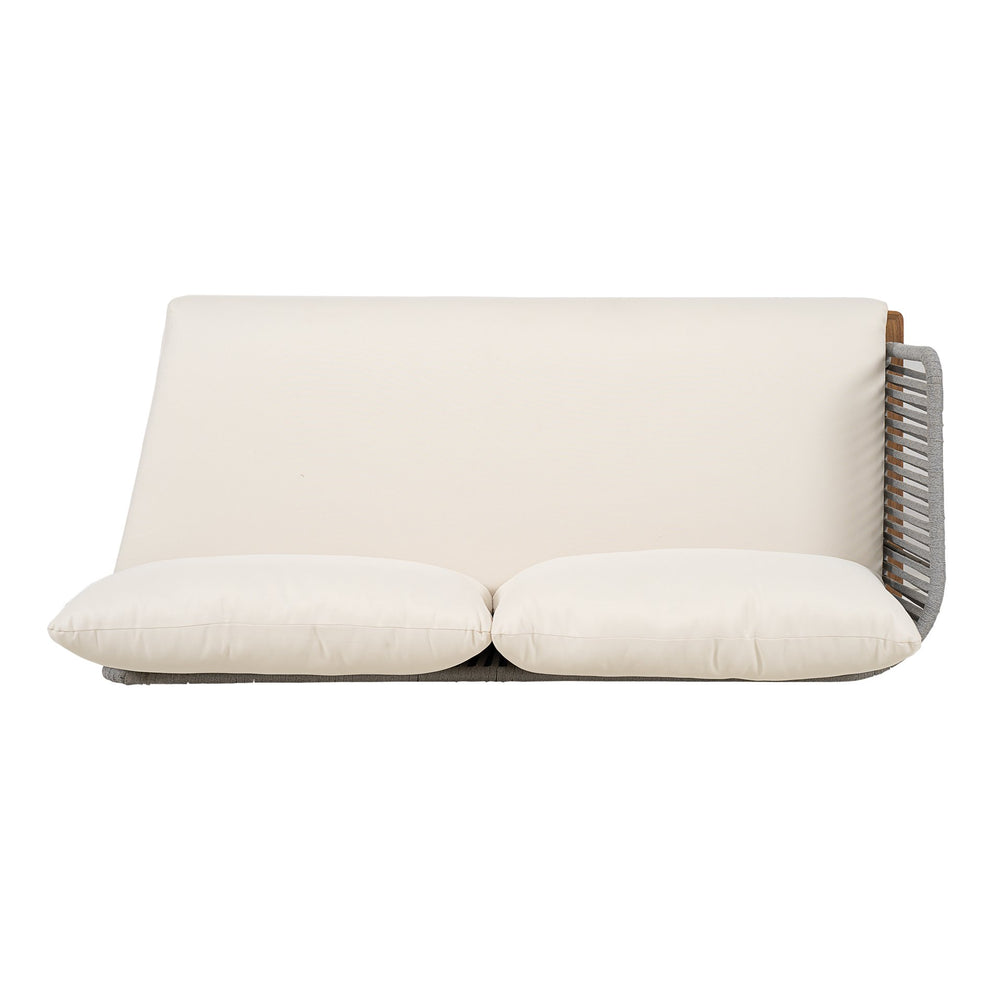 English Elm Christopher Knight Home® - Lucca Acacia Wood Outdoor Right-Arm Sofa with Water-Repellent Cushions and Hand-Woven Rope Charm Teak,Teak+ Beige N773P283658B