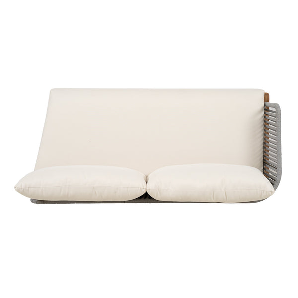 English Elm Christopher Knight Home® - Lucca Acacia Wood Outdoor Right-Arm Sofa with Water-Repellent Cushions and Hand-Woven Rope Charm Teak,Teak+ Beige N773P283658B