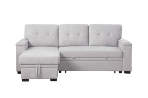 English Elm Jardin Woven Beige Sectional Sleeper Sofa with Reversible Storage Chaise for Living Rooms B2749S00247
