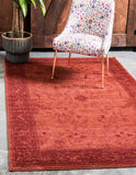 Unique Loom La Jolla Floral Machine Made Floral Rug Rust Red, Rust Red 6' 1" x 9' 0"