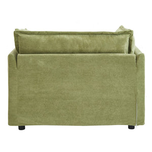 English Elm Modern Chenille Accent Chair with Ottoman Plush Wide Seat Curved Arms for Bedroom Green N719P428439F
