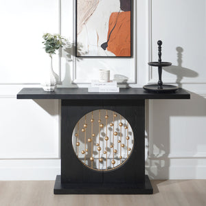 English Elm Modern Black Console Table with Gold Accent, 61.4"L Sleek Entryway Hallway Table with Floating Artful Spheres W2729P270745