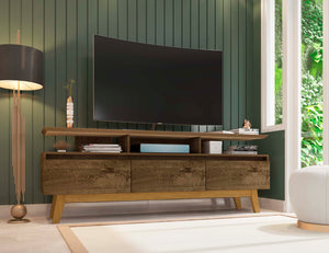 English Elm Yonkers 71" Rustic Brown Tv Stand - Modern Farmhouse Design With Open Shelving & Storage Solutions B365P398377-GIGA