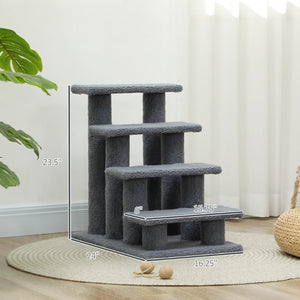 English Elm Multi-level Carpeted Cat Tree with Sisal Posts Berber Fleece Steps for Senior Pets T3971P415940