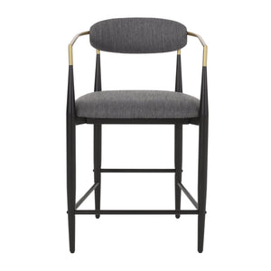 English Elm Christopher Knight Home® - Counter Stools Set Of 2 - Modern Charcoal Fabric With Black & Gold Iron Frames For Chic Dining N771P249370C