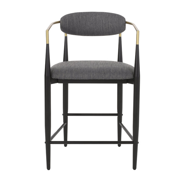 English Elm Christopher Knight Home® - Counter Stools Set Of 2 - Modern Charcoal Fabric With Black & Gold Iron Frames For Chic Dining N771P249370C