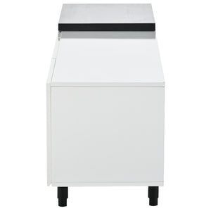 English Elm VIBE Modern 70–100" Adjustable TV Stand with 3 Drawers, High-Gloss Wear-Resistant Top, Spacious Media Storage White N724P205796B