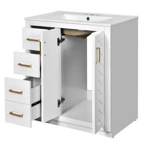 English Elm 30'' Bathroom Vanity With Elegant Ceramic Sink, Solid Wood Frame, Soft-Close Doors & Ample Storage N710P191970K