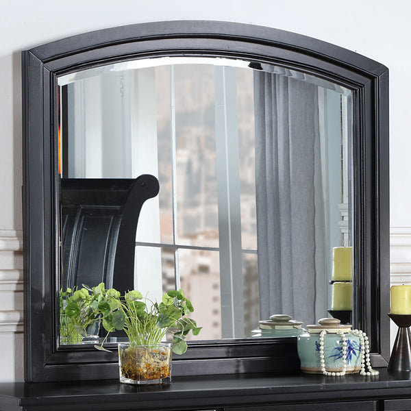 English Elm Meade Carved Wood Veneer Mirror with Low-Distortion Glass, 42"H x 36"W Decorative Statement Piece Black 40.3 L x 46.6 W x 4.3 H B078P301543