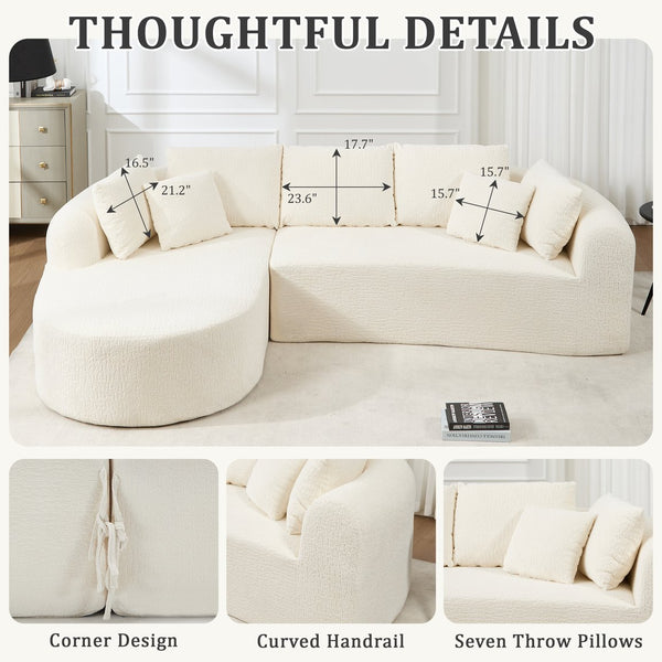 English Elm 109 Cloud Sectional Couch with L-Shape Chaise, Chenille Modular Sofa Bed, Memory Foam Comfort and Easy Setup White W1249S00003