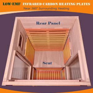 English Elm Home Infrared Sauna with Chromotherapy Carbon Fiber Panels Okoume Wood Spa Cabinet W3973S00009