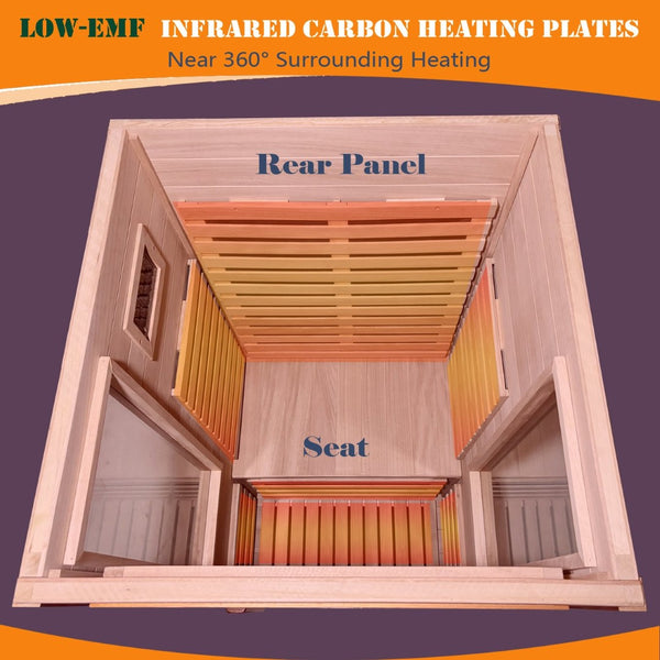 English Elm Home Infrared Sauna with Chromotherapy Carbon Fiber Panels Okoume Wood Spa Cabinet W3973S00009