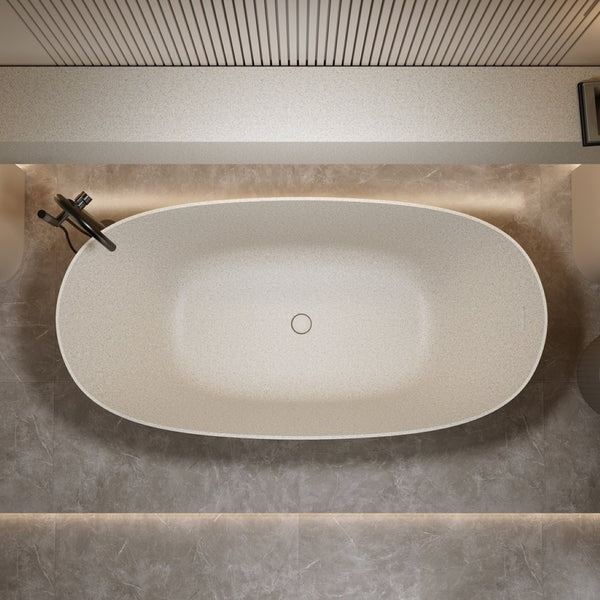 English Elm 69'' Solid Stone Resin Freestanding Soaking Tub with Heat Retention and Pop-up Drain W2753P416663