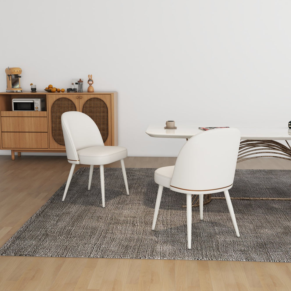 English Elm Hengming Elegant Pu Dining Chairs Set Of 2 With Metal Legs And Gold Accents For Modern Spaces W212P180123