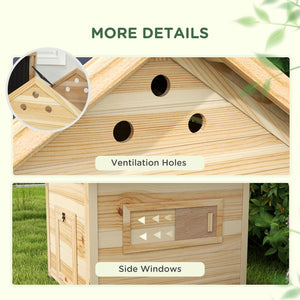 English Elm Pet Duck Coop Solid Fir Wood Backyard House with Openable Roof and Ventilation T3971P433204