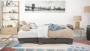 English Elm Primenest Zenaero Convertible Chaise Lounge With Storage - Modern Blue Upholstery & Wood Accents B030P303561-GIGA