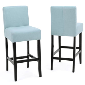 English Elm Christopher Knight Home® - [OLD 30-inch Fabric Barstool Set of 2 with Rubberwood Frame, 18x24x41.5", 250lb Capacity, Upholstered Comfort 74503.00FLBLU